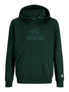 Jack Jones Youths Frederiksberg Monogram Junior Sweat Hoodie in Pine Grove front view