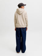 Jack Jones Youths Frederiksberg Monogram Junior Sweat Hoodie in Feather Gray back model view