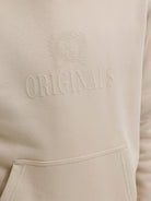 Jack Jones Youths Frederiksberg Monogram Junior Sweat Hoodie in Feather Gray embossed logo detail