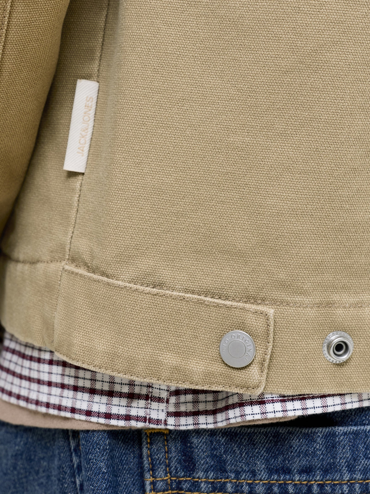 JACK & JONES Chamberi Worker Jacket in Kelp button placket detail