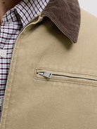 JACK & JONES Chamberi Worker Jacket in Kelp collar and pocket zip detail