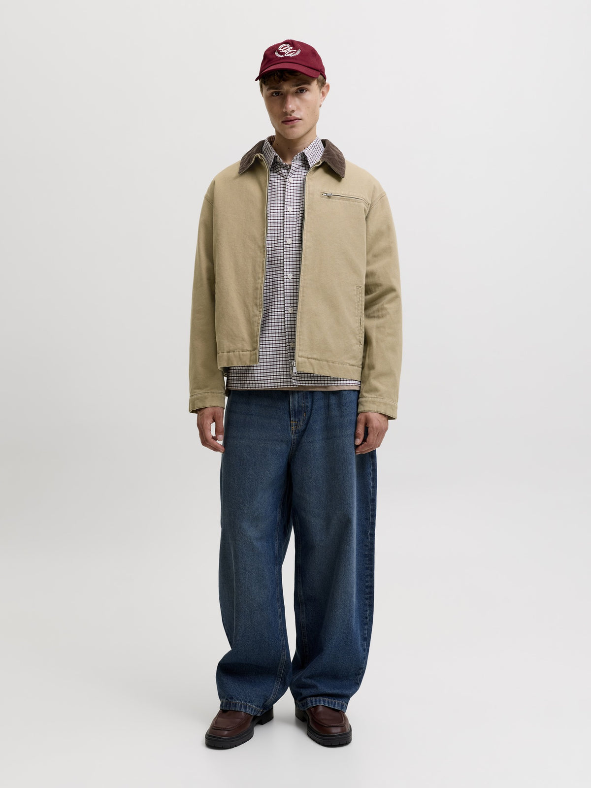 JACK & JONES Chamberi Worker Jacket in Kelp full length view