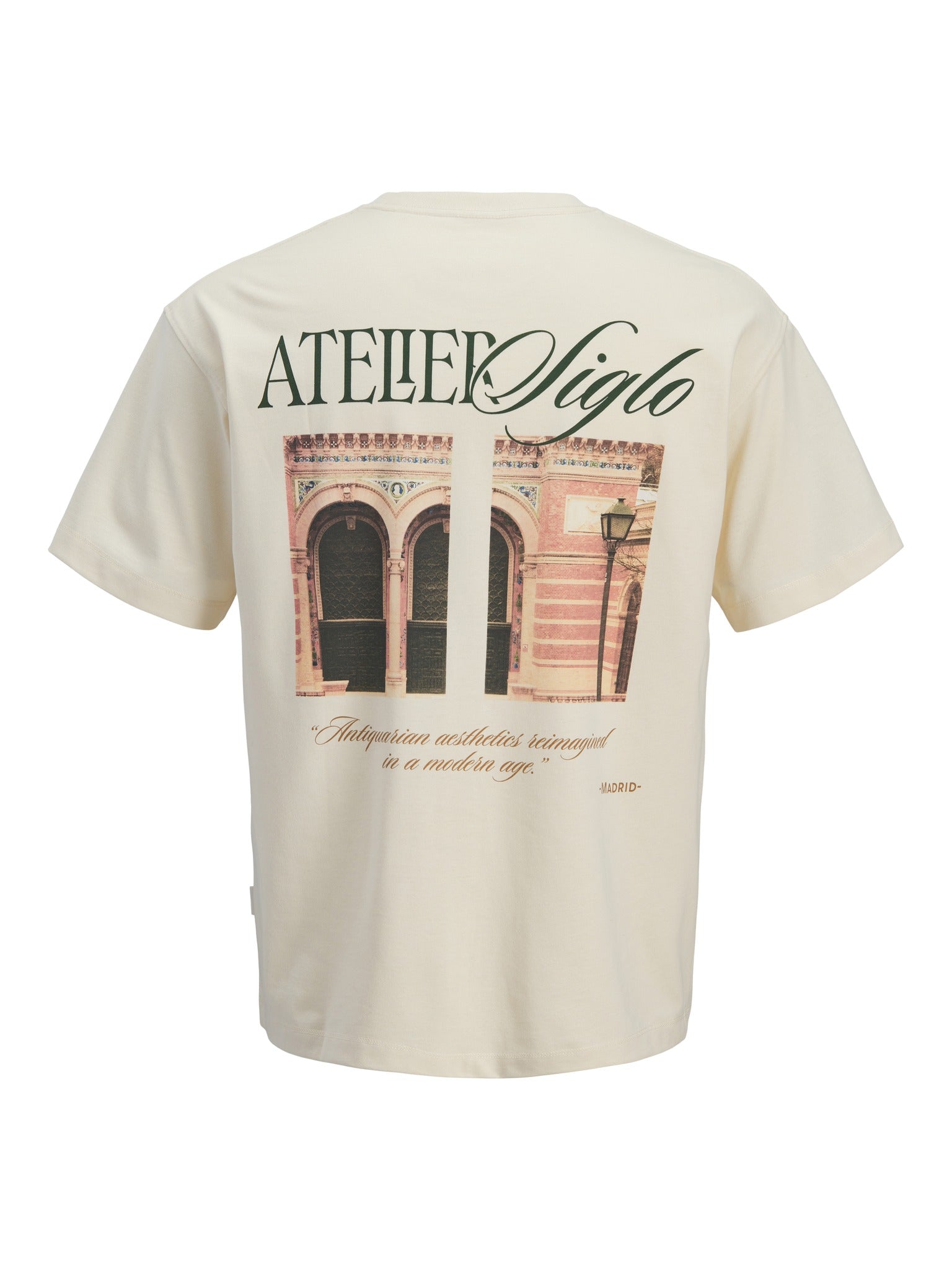 JACK & JONES Salamanco Photo Back Crew Neck Tee in Antique White back view