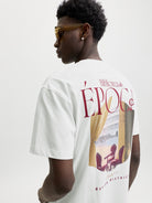 JACK & JONES Salamanco Photo Back Crew Neck Tee in Bright White angled model view angled model view