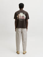 JACK & JONES Salamanco Photo Back Crew Neck Tee in Java back model view