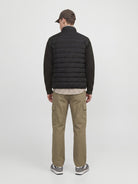 JACK & JONES Garry Hybrid Jacket in Black back view on model