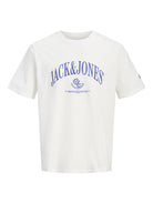 JACK & JONES Frederiksberg Bold Branding Crew Neck T-Shirt in Snow White front view