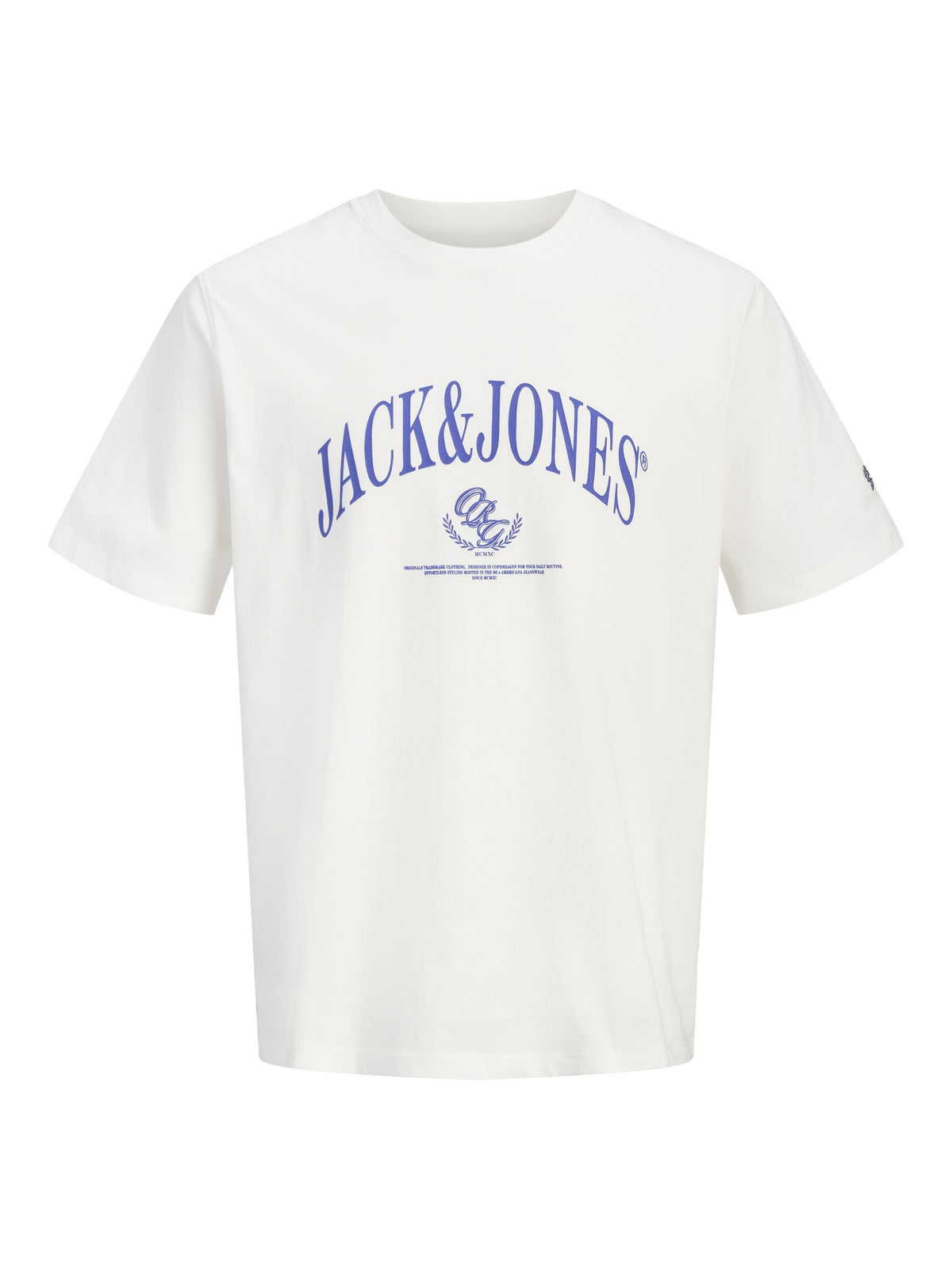 JACK & JONES Frederiksberg Bold Branding Crew Neck T-Shirt in Snow White front view