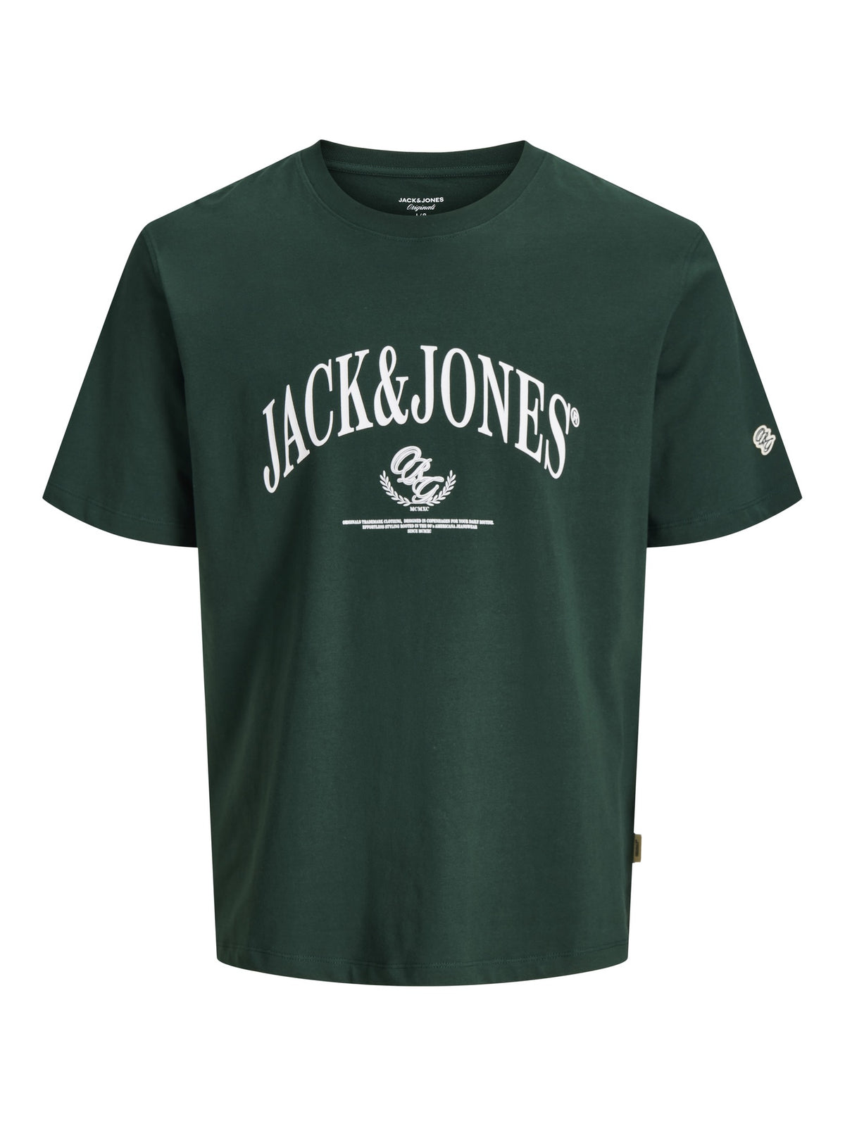 JACK & JONES Frederiksberg Bold Branding Crew Neck T-Shirt in Pine Grove front view