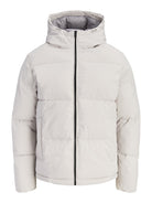 JACK & JONES Galaxy Puffer Jacket in Moonbeam front view