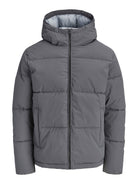 JACK & JONES Galaxy Puffer Jacket in Asphalt front view