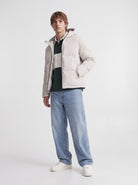 JACK & JONES Galaxy Puffer Jacket in Moonbeam full length view
