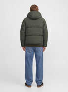 JACK & JONES Galaxy Puffer Jacket in Rosin back view on model