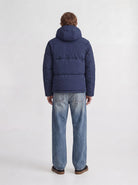JACK & JONES Galaxy Puffer Jacket in Sky Captain back view on model