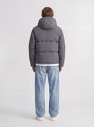 JACK & JONES Galaxy Puffer Jacket in Asphalt back view on model