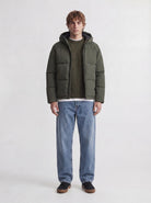 JACK & JONES Galaxy Puffer Jacket in Rosin angled view on model