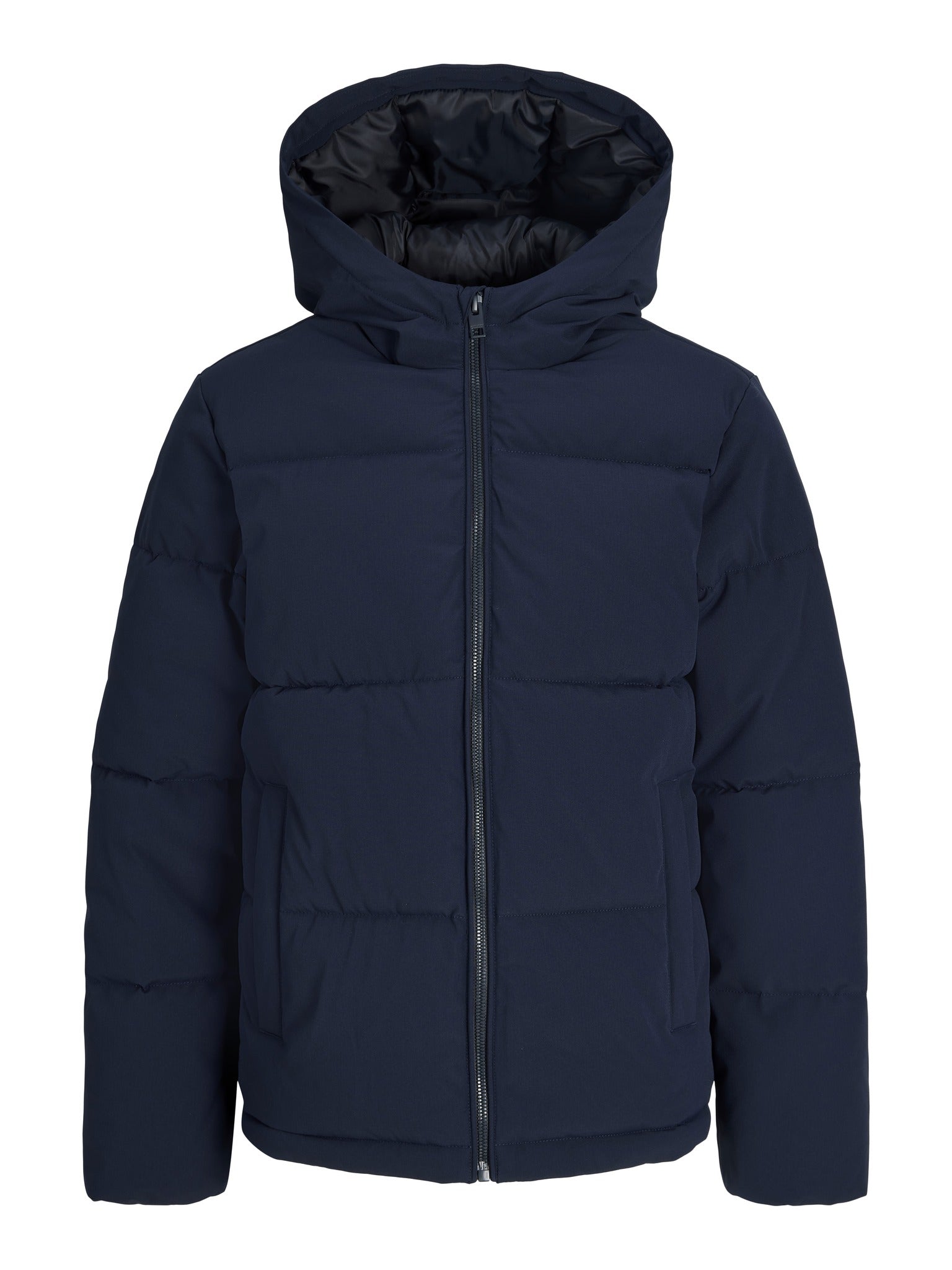 Front product view of the Jack Jones Junior Galaxy Boys Puffer Jacket in Sky Captain