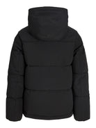 Back product view of the Jack Jones Junior Galaxy Boys Puffer Jacket in Black