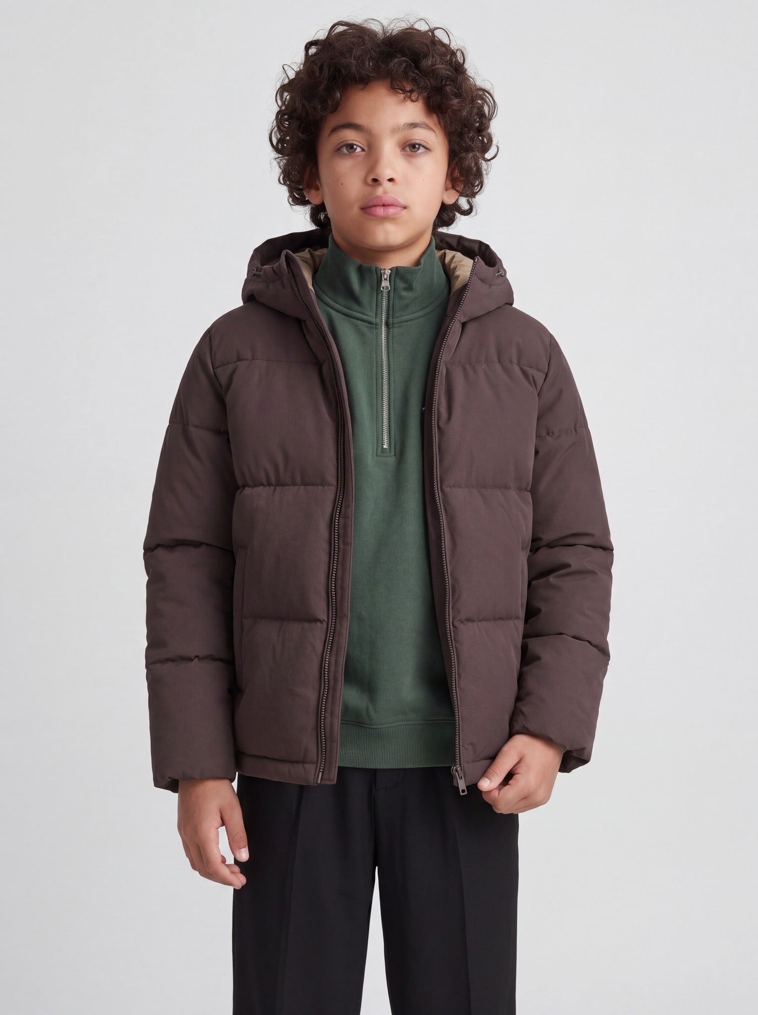 Jack Jones Junior Galaxy Boys Puffer Jacket in Java full length view