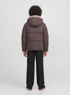 Back view of the Jack Jones Junior Galaxy Boys Puffer Jacket in Java
