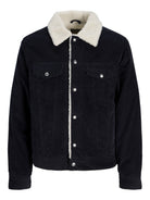 JACK & JONES Connor Corduroy Trucker Jacket in Dark Navy front view