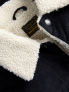 JACK & JONES Connor Corduroy Trucker Jacket in Dark Navy sherpa collar and button detail