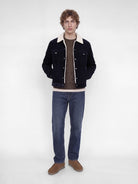 JACK & JONES Connor Corduroy Trucker Jacket in Dark Navy full length view