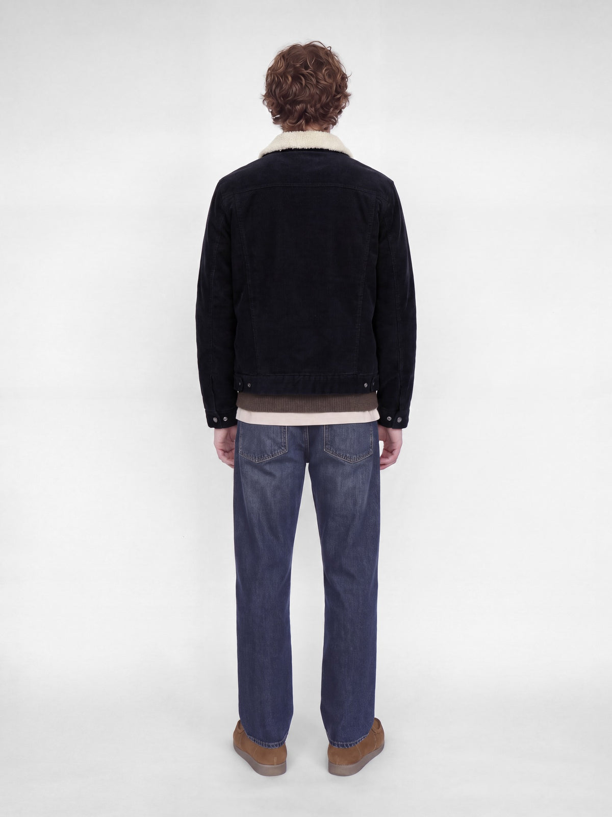 JACK & JONES Connor Corduroy Trucker Jacket in Dark Navy angled view