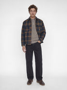 Jack & Jones Fade Jacket in Dark Navy Check full length view