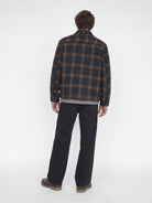 Jack & Jones Fade Jacket in Dark Navy Check back view on model
