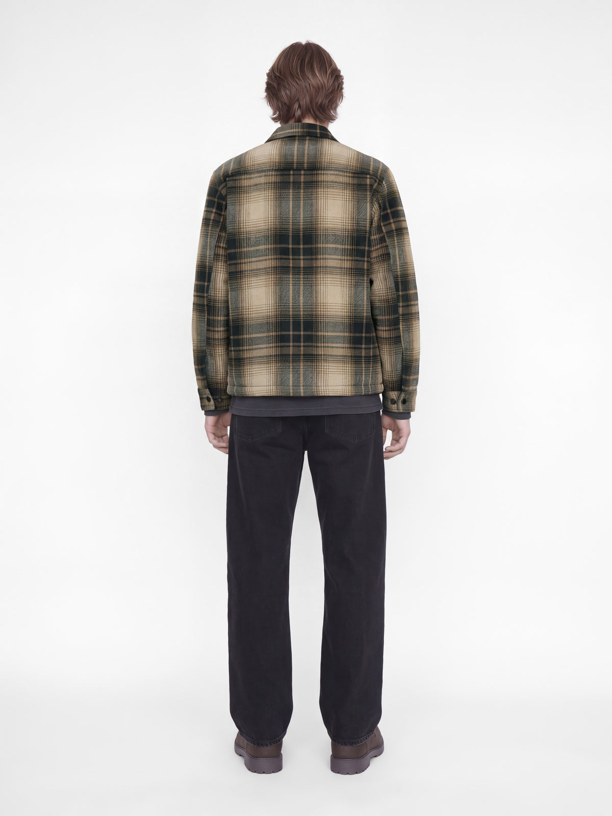 Jack & Jones Fade Jacket in Plaza Taupe Check back view on model