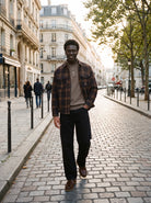 Jack & Jones Fade Jacket in Dark Navy Check lifestyle view