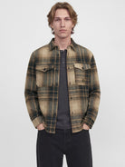 Jack & Jones Fade Jacket in Plaza Taupe Check on model