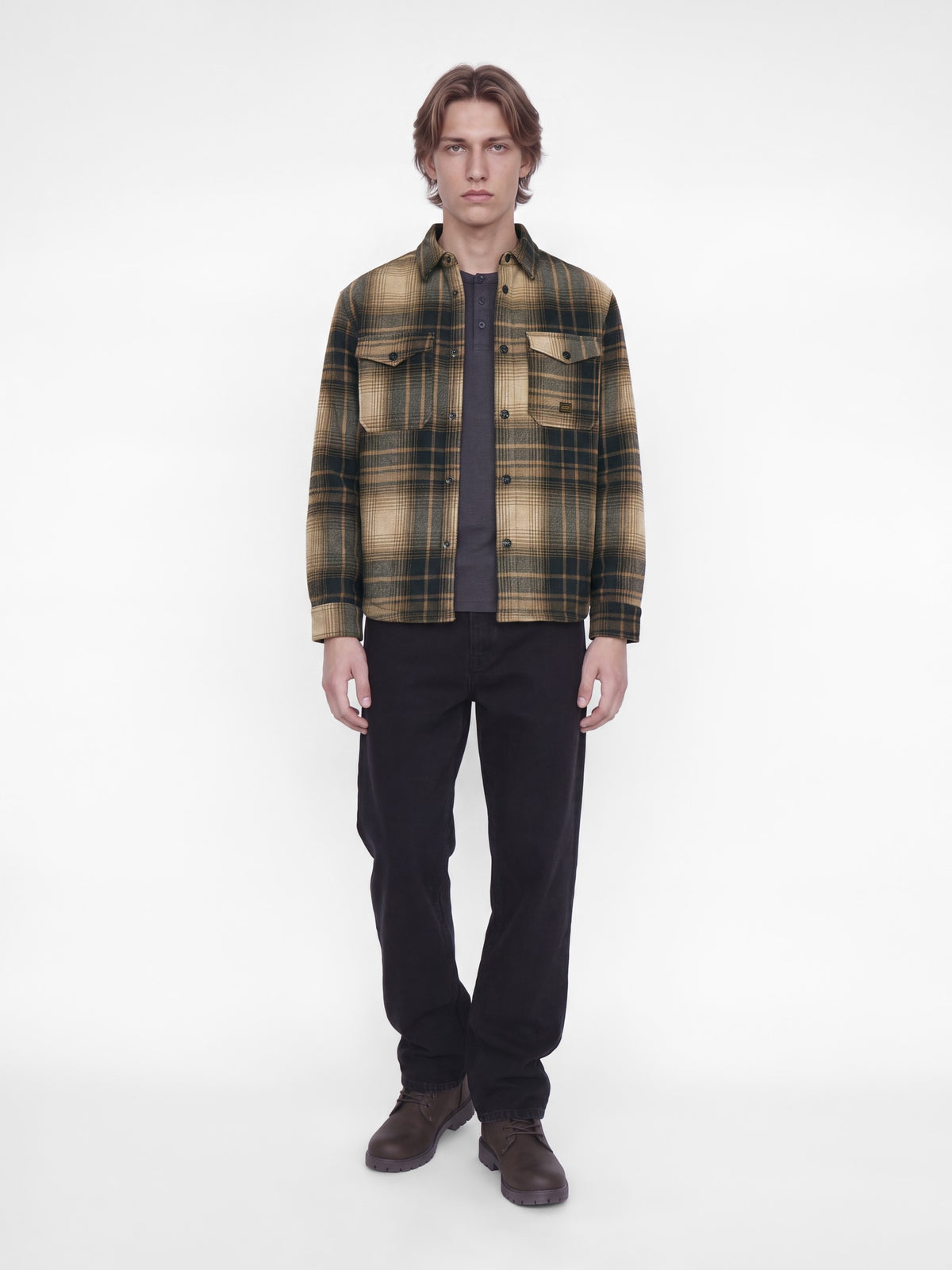 Jack & Jones Fade Jacket in Plaza Taupe Check full length view