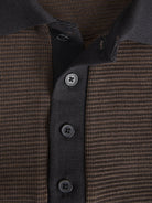 JACK & JONES Theo Polo in Chocolate Martini button placket and collar detail