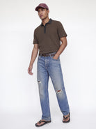 JACK & JONES Theo Polo in Chocolate Martini full length view