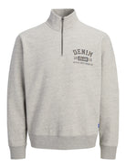 JACK & JONES Ryan Half Zip Sweatshirt in Light Grey Melange front view