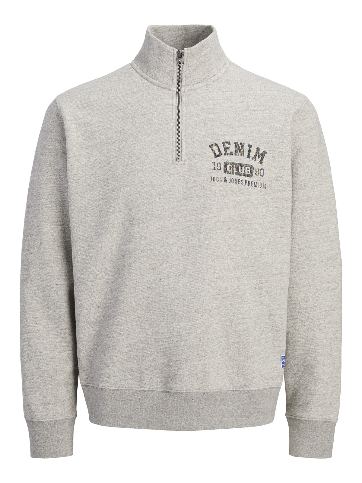 JACK & JONES Ryan Half Zip Sweatshirt in Light Grey Melange front view