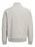 JACK & JONES Ryan Half Zip Sweatshirt in Light Grey Melange back view