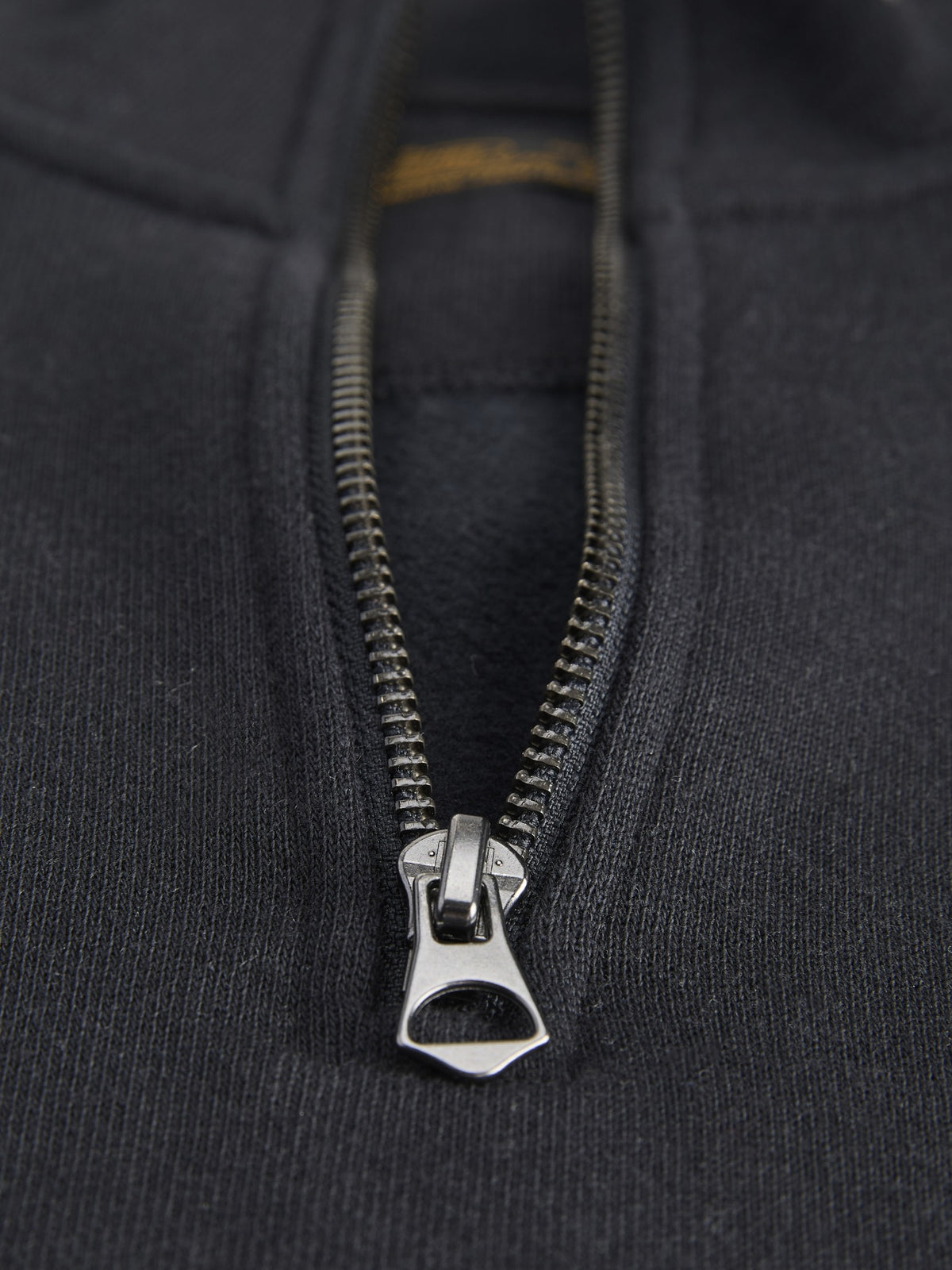JACK & JONES Ryan Half Zip Sweatshirt in Dark Navy zip detail