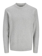 JACK & JONES Wesley Knit Mock Neck in Light Grey Melange front view