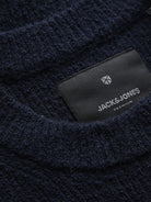 JACK & JONES Wesley Knit Mock Neck in Night Sky brand label detail