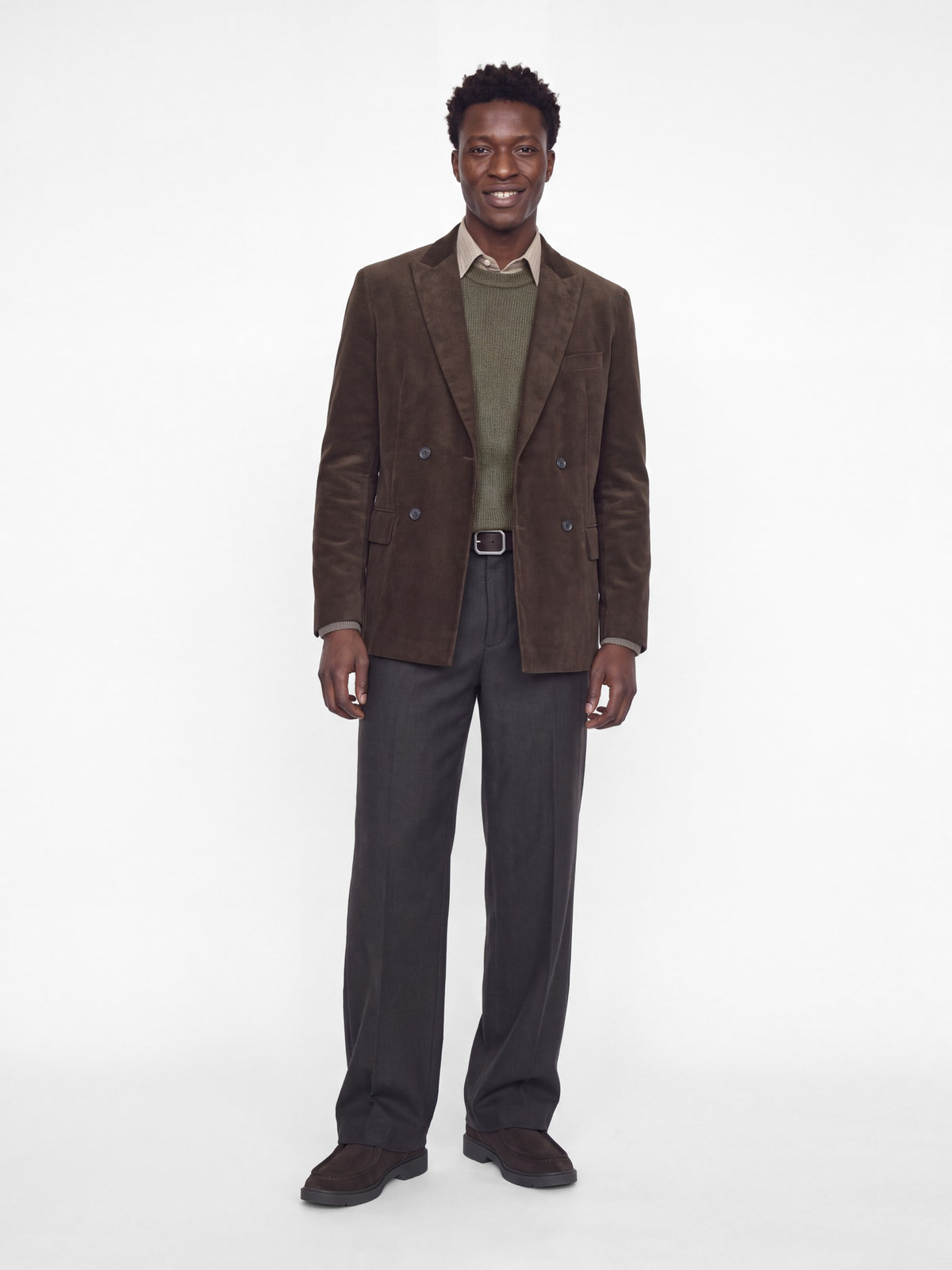 JACK & JONES Wesley Knit Mock Neck in Smokey Olive angled view