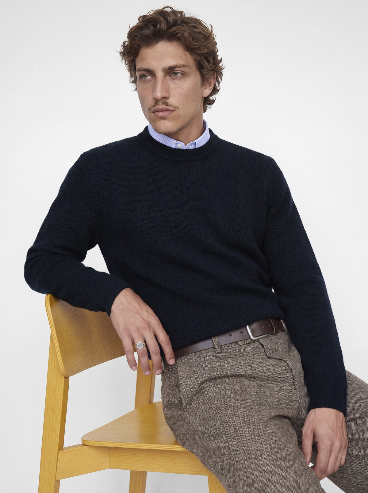 JACK & JONES Wesley Knit Mock Neck in Night Sky seated view