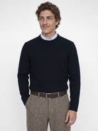 JACK & JONES Wesley Knit Mock Neck in Night Sky on model