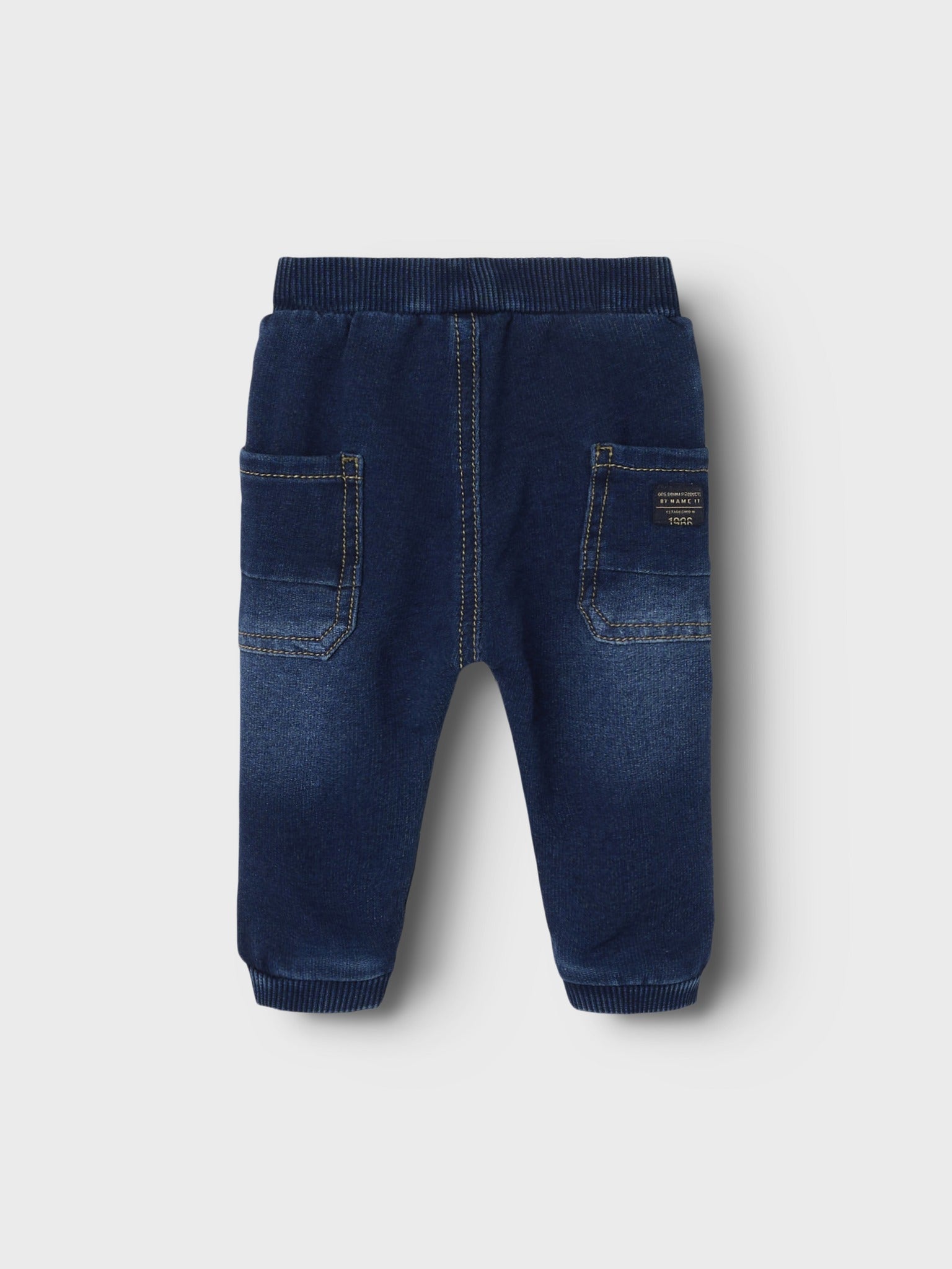 NAME IT Ben Round Sweat Jeans in Dark Blue Denim back view