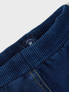 NAME IT Ben Round Sweat Jeans in Dark Blue Denim waistband detail