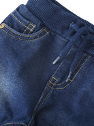 NAME IT Ben Round Sweat Jeans in Dark Blue Denim waistband and drawstring detail