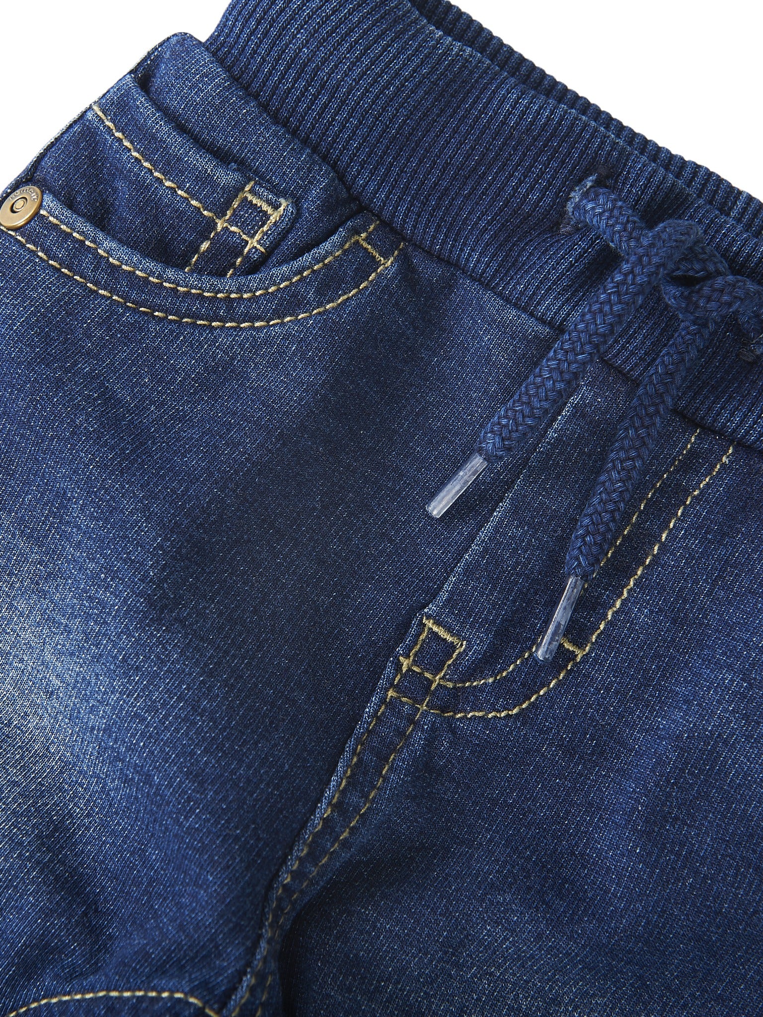 NAME IT Ben Round Sweat Jeans in Dark Blue Denim waistband and drawstring detail