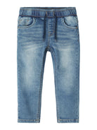 NAME IT Robin Thayers Regular Fit Sweatshirt Trousers in Medium Blue Denim flat lay